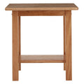 Natural Rubberwood Square Side Table with Lower Storage Shelf and Lattice Panel Sides, Selby
