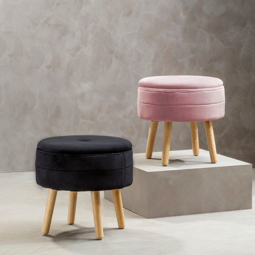 Ivy Pink Velvet Stool