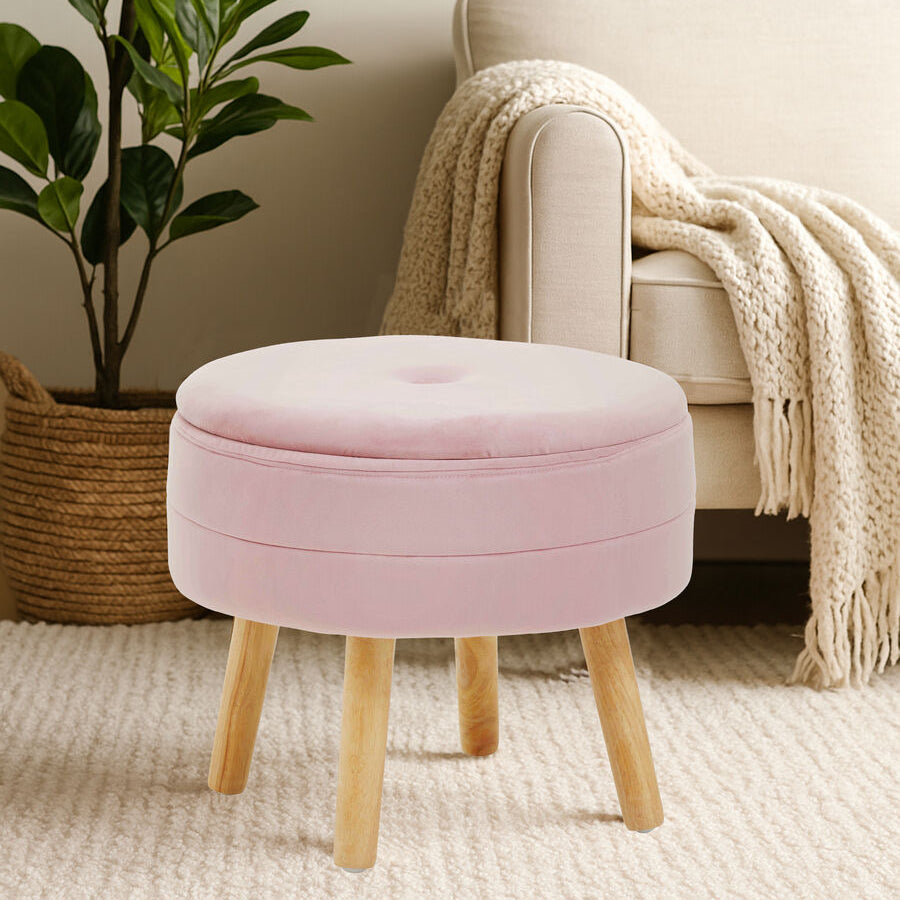 Ivy Pink Velvet Stool