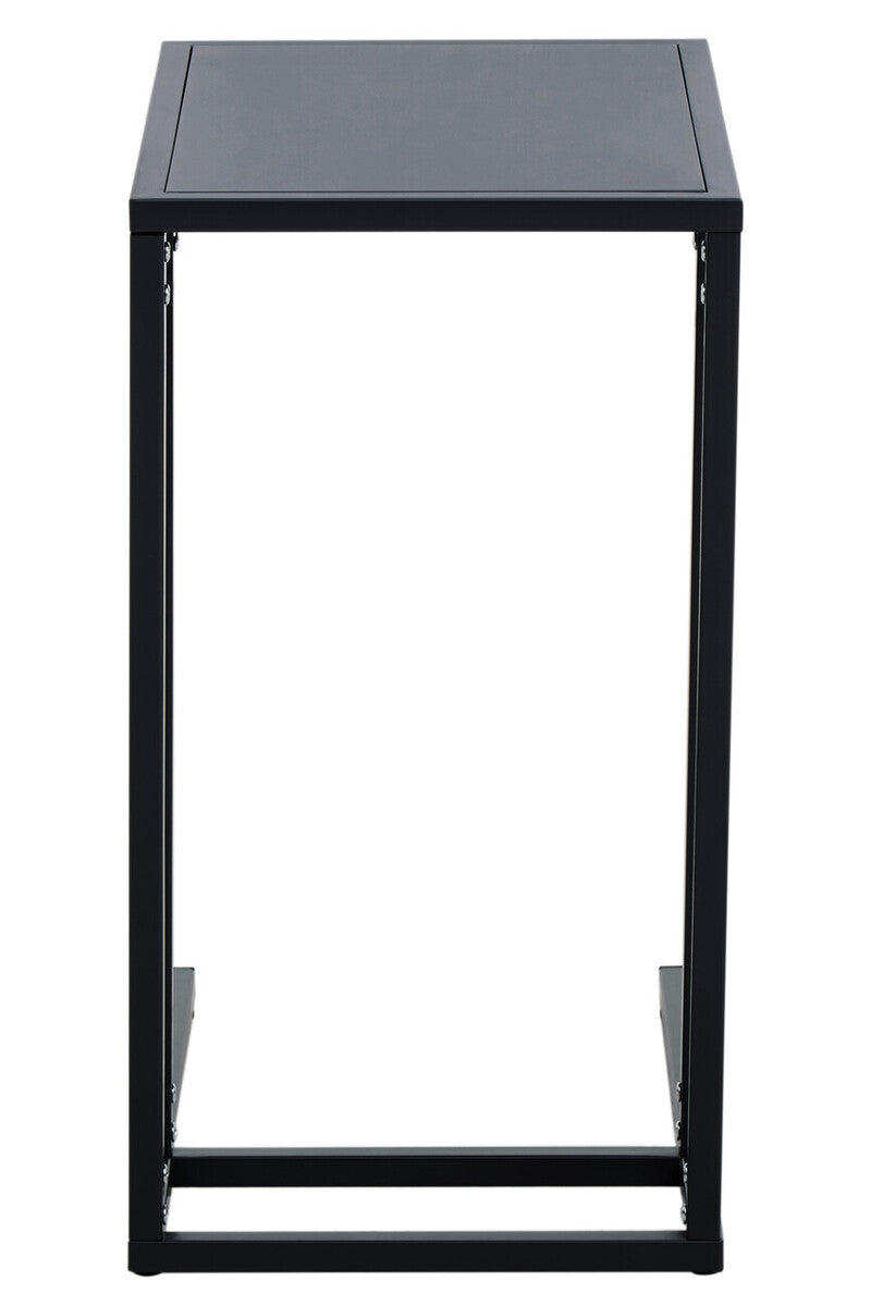 Black Powder Coated Metal Side Table with C-Shaped Design, Acero