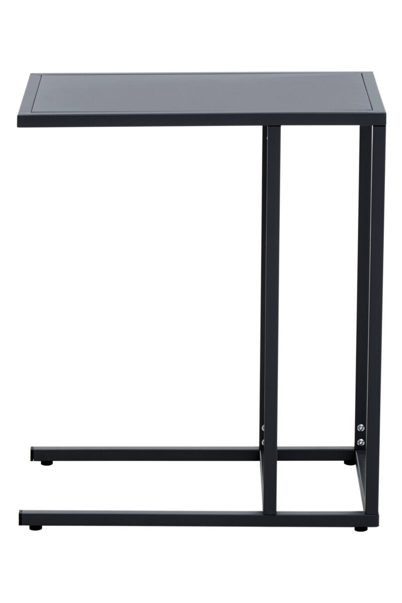 Black Powder Coated Metal Side Table with C-Shaped Design, Acero