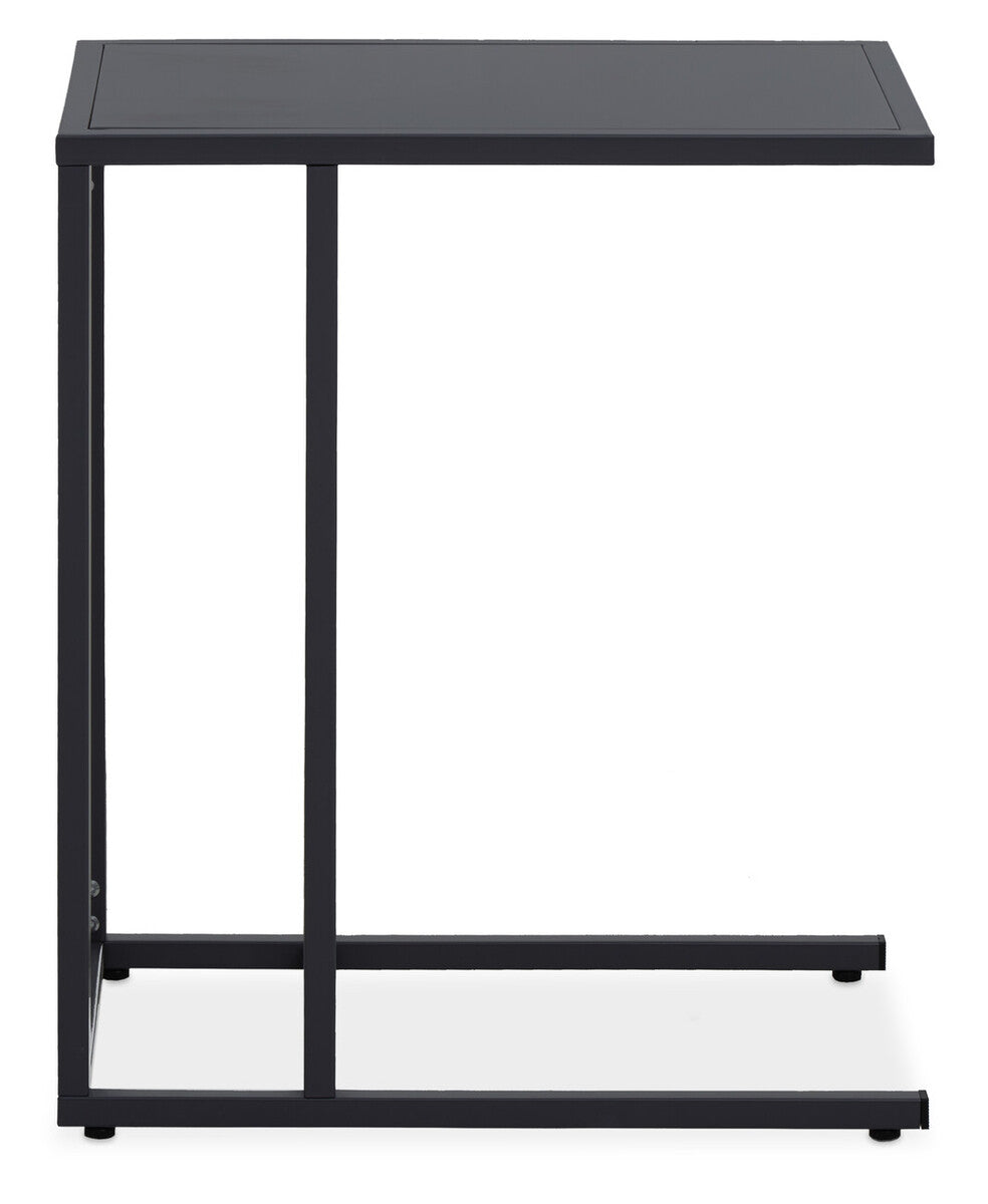 Black Powder Coated Metal Side Table with C-Shaped Design, Acero