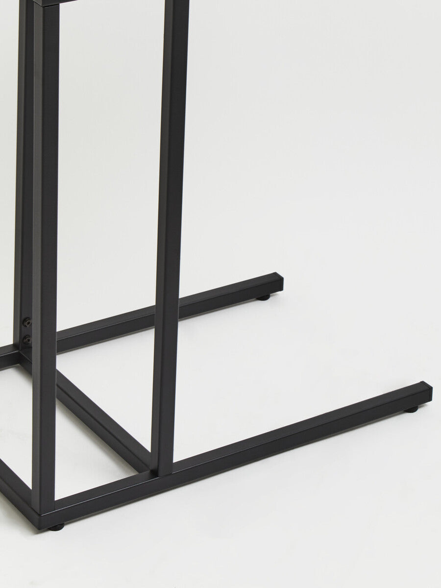 Black Powder Coated Metal Side Table with C-Shaped Design, Acero