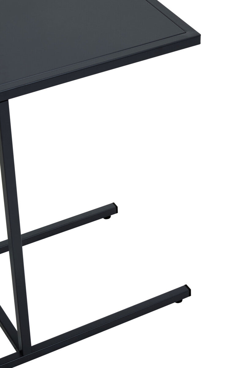 Black Powder Coated Metal Side Table with C-Shaped Design, Acero