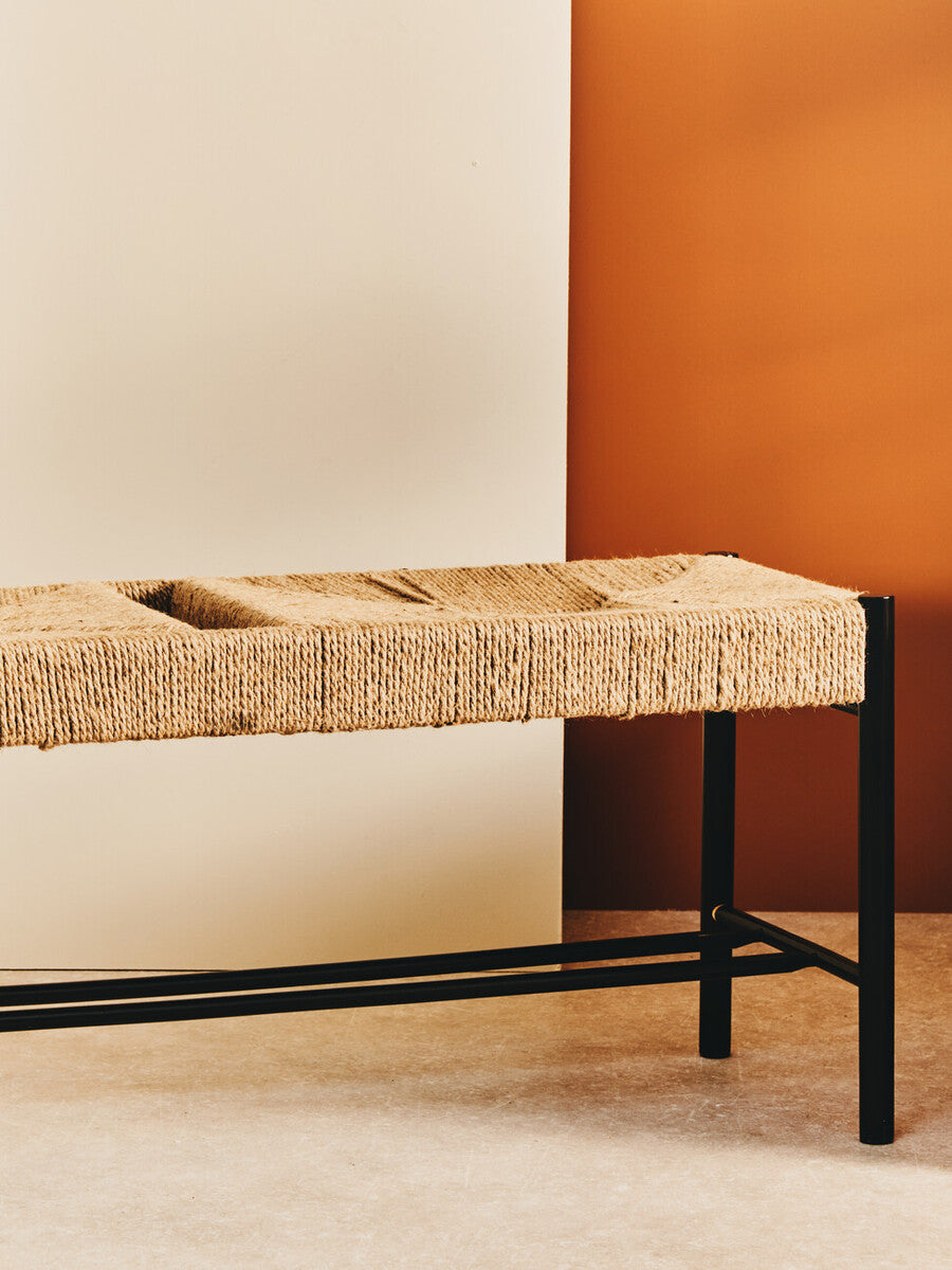 Bandar Natural Rope and Black Wood Large Bench