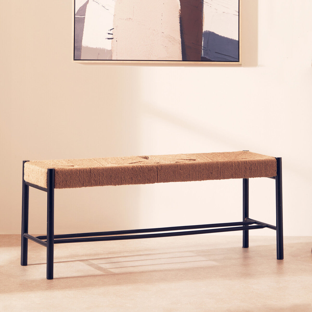 Bandar Natural Rope and Black Wood Large Bench