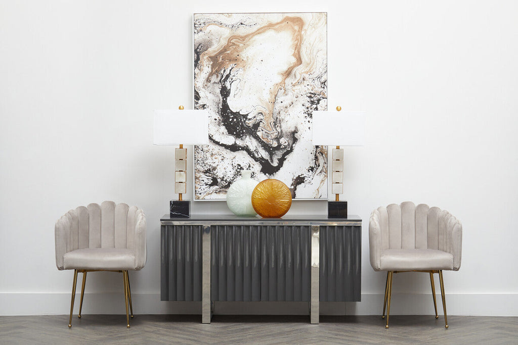 Bari Mink Velvet Scalloped Dining Chair