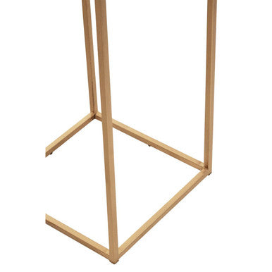 Nest of 2 White Marble Square Top Side Tables with Gold Metal Frame, Mandoli