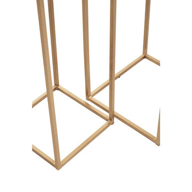 Nest of 2 White Marble Square Top Side Tables with Gold Metal Frame, Mandoli